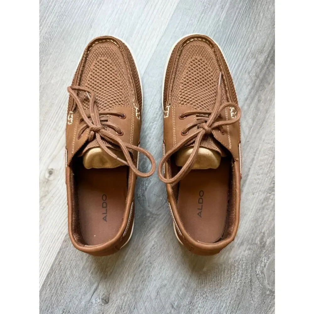 ALDO Men’s Brown White Knit Boat Shoes 8 Comfy Coastal